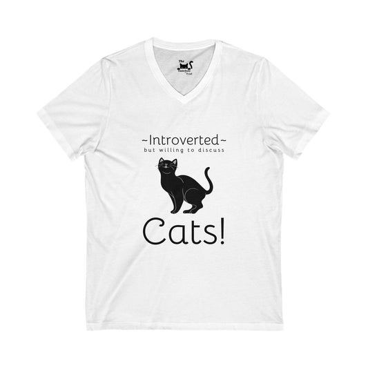 Short Sleeve V-Neck Tee for all introverted Cat Lovers