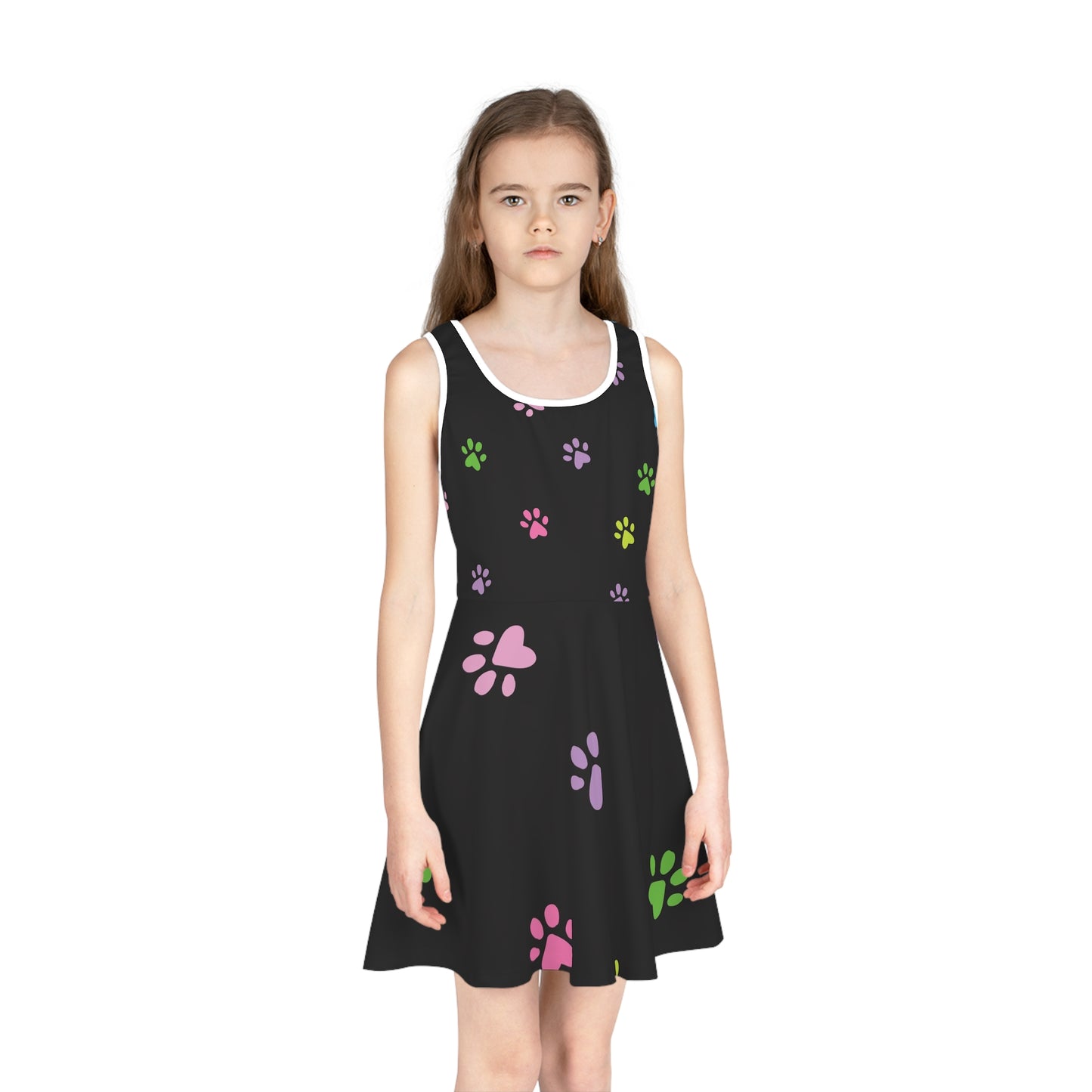 Girls' Sleeveless Sundress w/cat paw prints