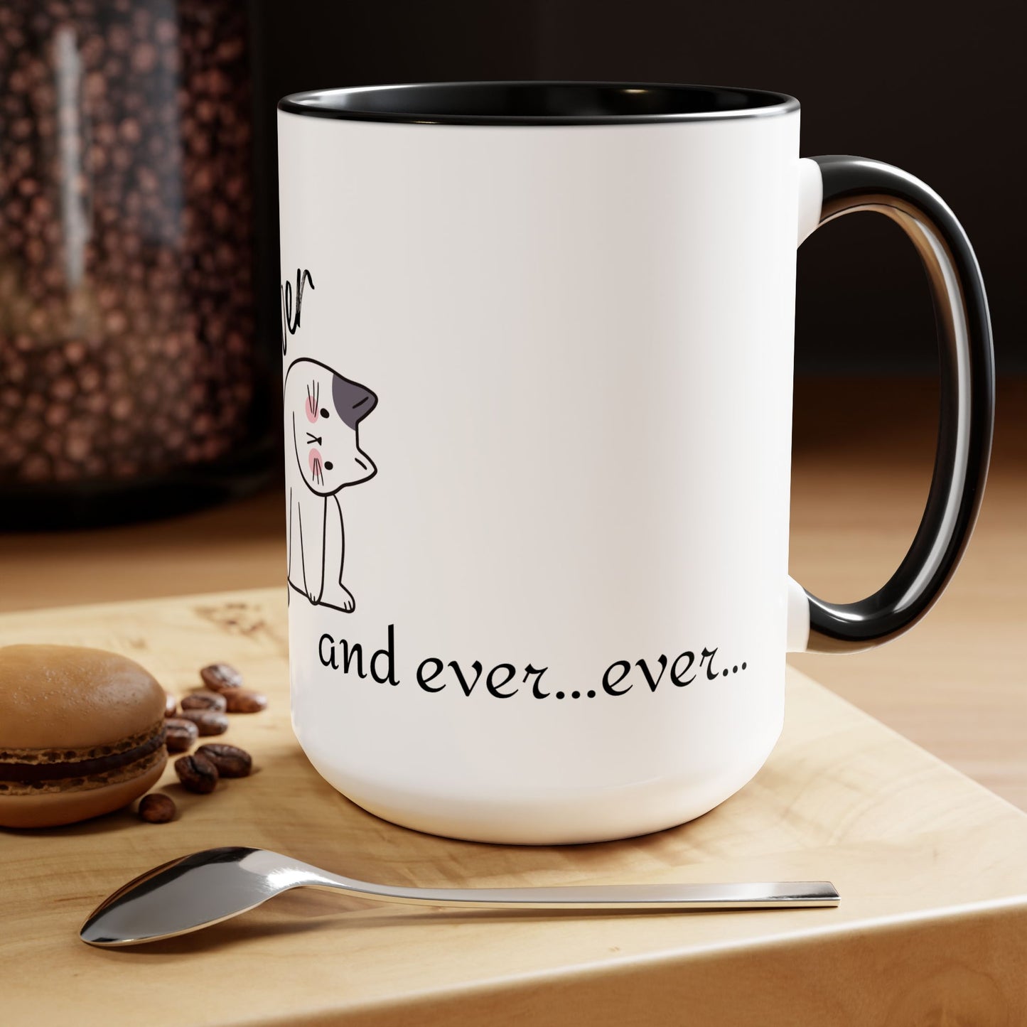 Cat Lover forever and ever Two-Tone Coffee Mugs, 15oz