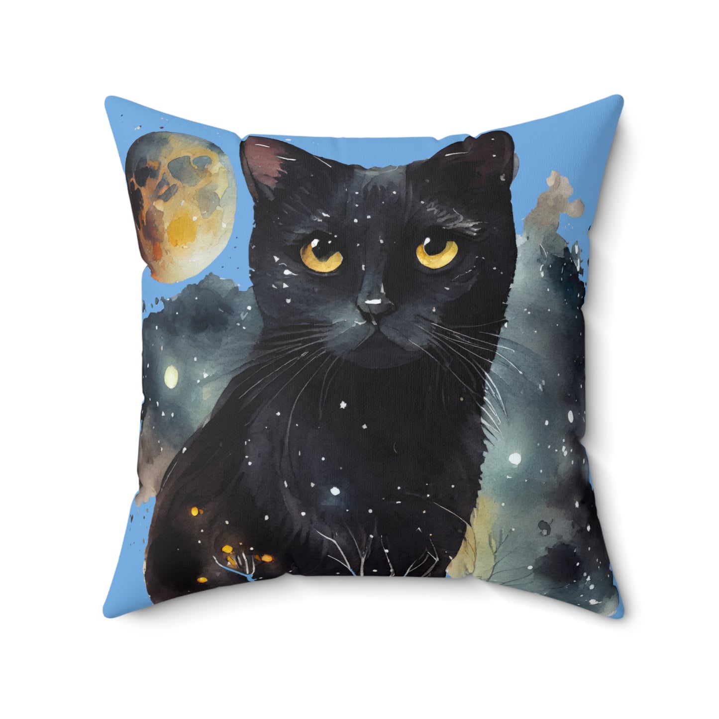 Black Cat Spun Polyester Square Pillow