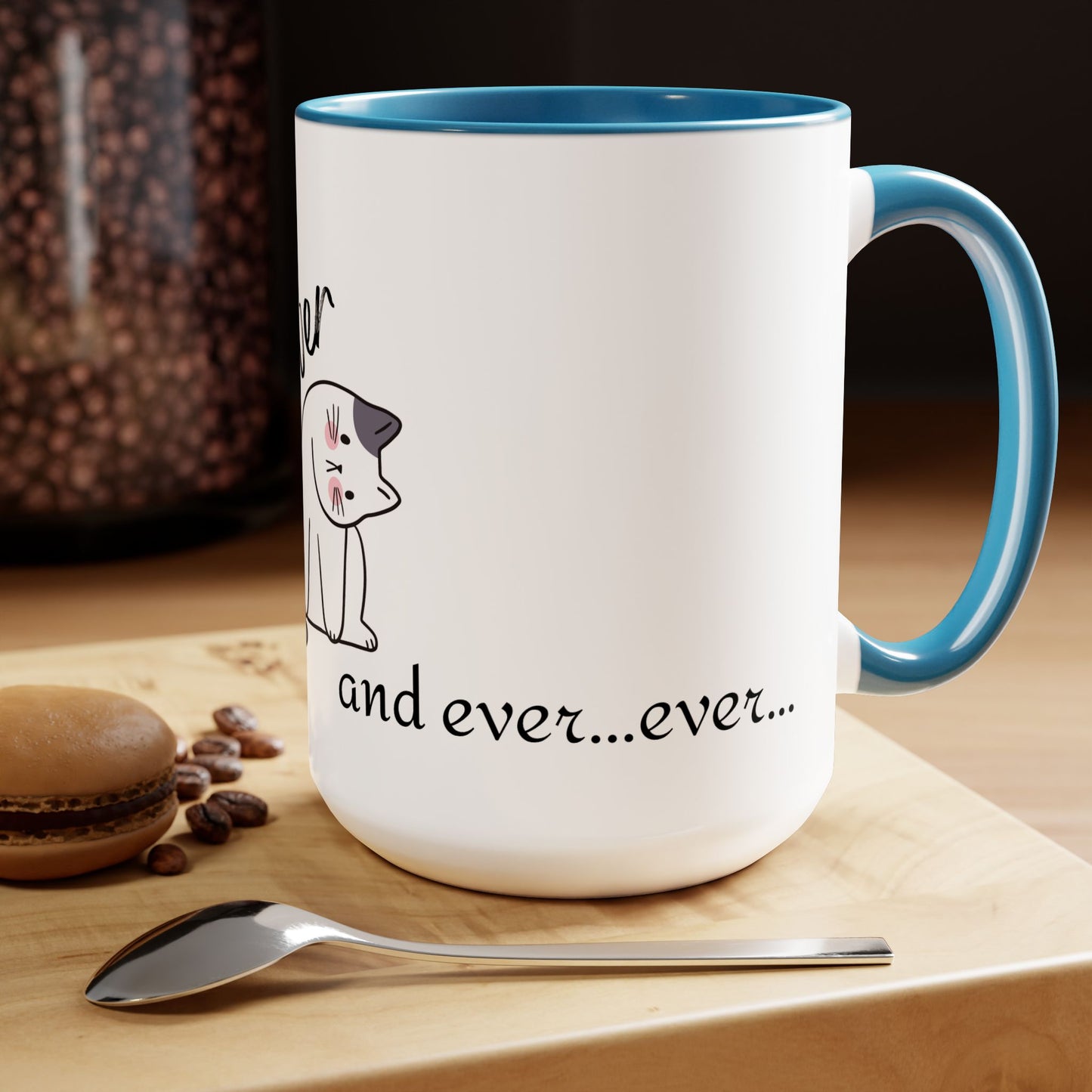 Cat Lover forever and ever Two-Tone Coffee Mugs, 15oz