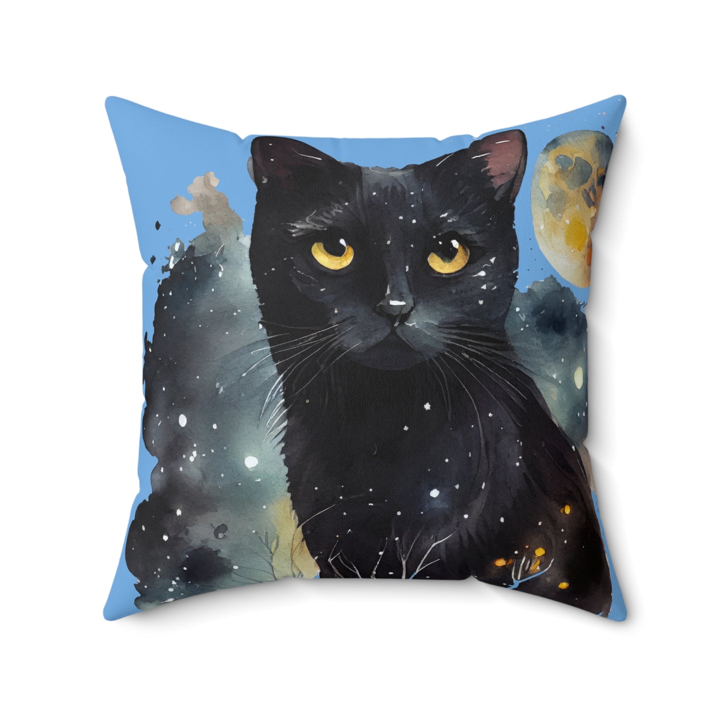 Black Cat Spun Polyester Square Pillow